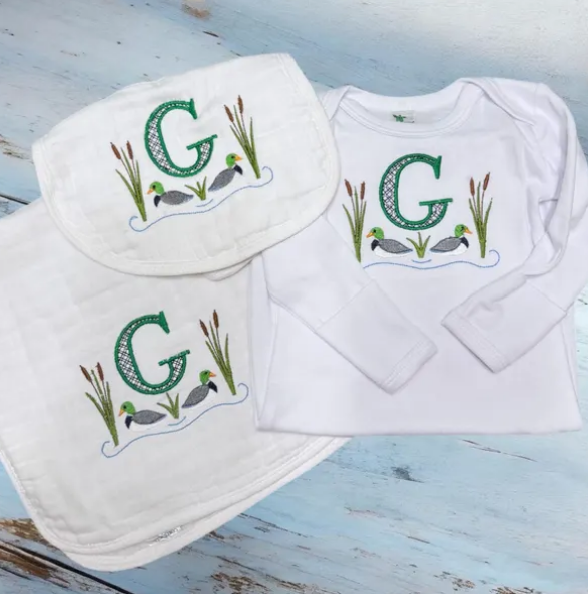Mallard Ducks Cattails Reeds Pond Monogram Frame Design, for Machine Embroidery, 6 Sizes PES++ Incl Digital Instant Download