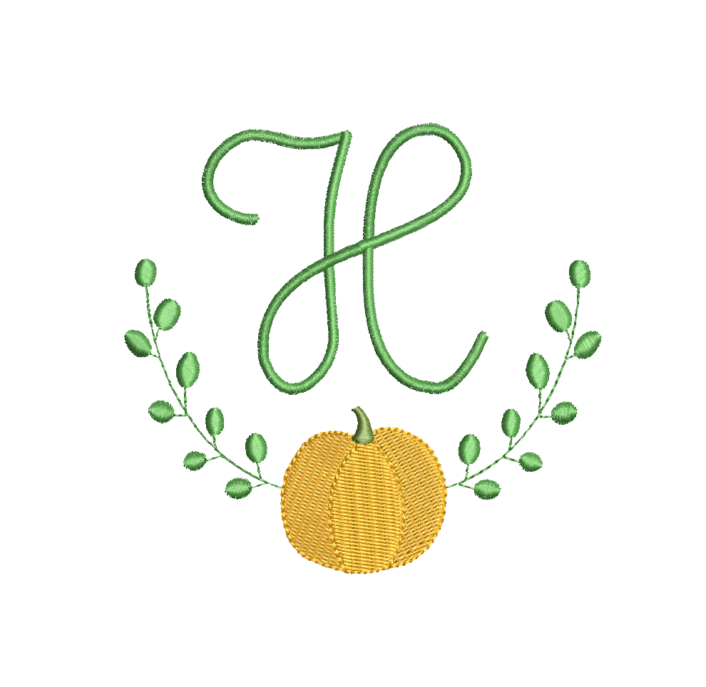 Pumpkin & Fig Ivy Monogram Frame, Embroidery Design, PES++ Digital Download, 4 Sizes