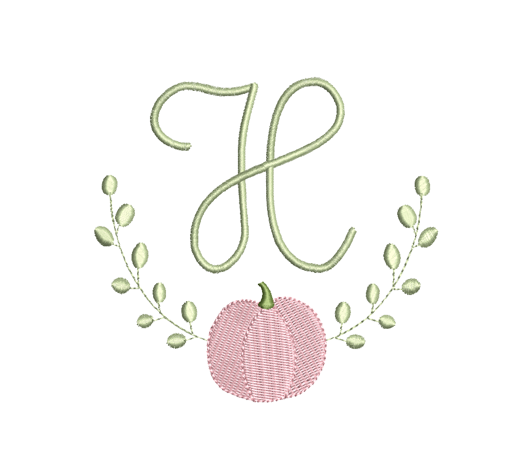 Pumpkin & Fig Ivy Monogram Frame, Embroidery Design, PES++ Digital Download, 4 Sizes