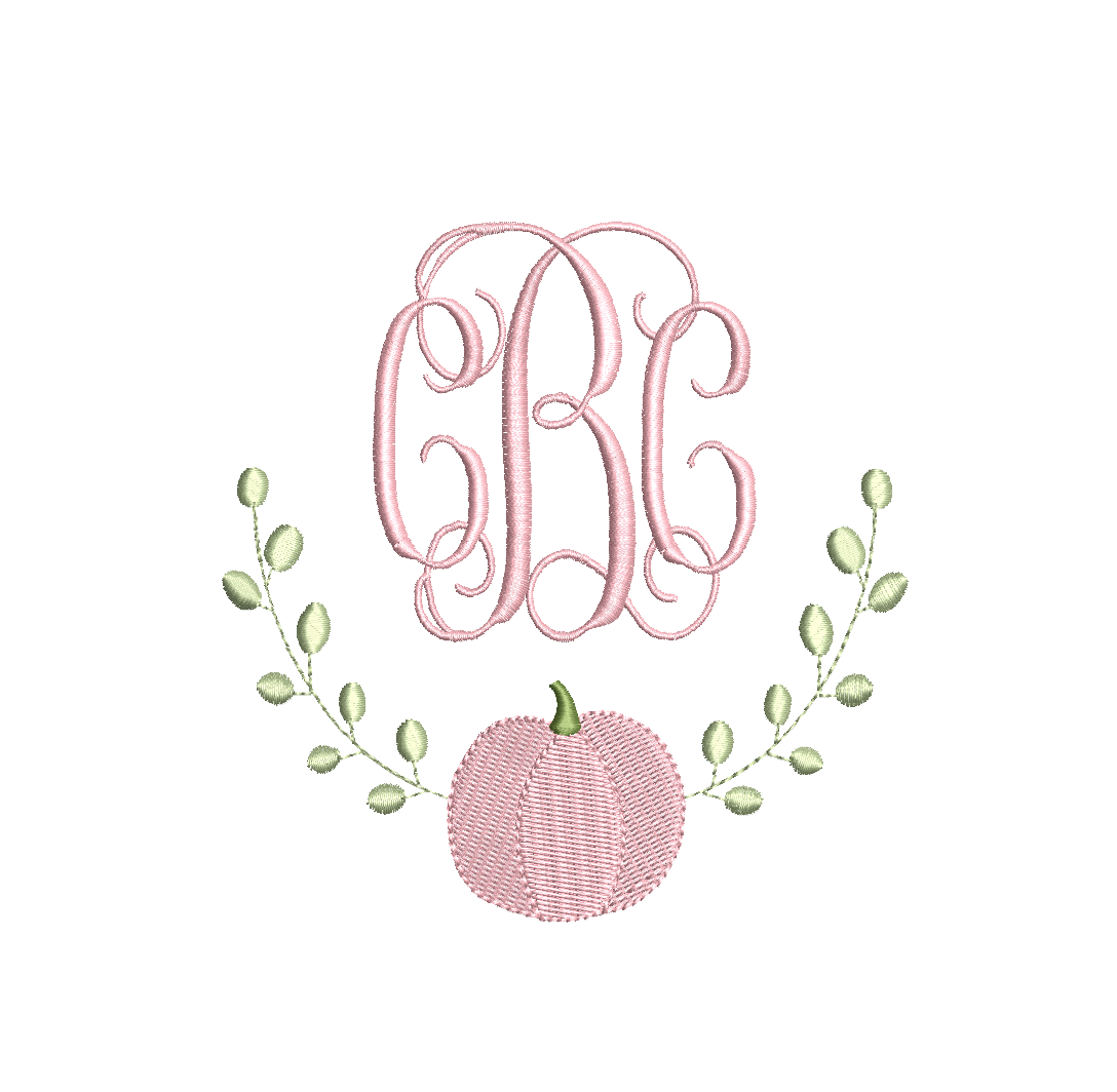 Pumpkin & Fig Ivy Monogram Frame, Embroidery Design, PES++ Digital Download, 4 Sizes