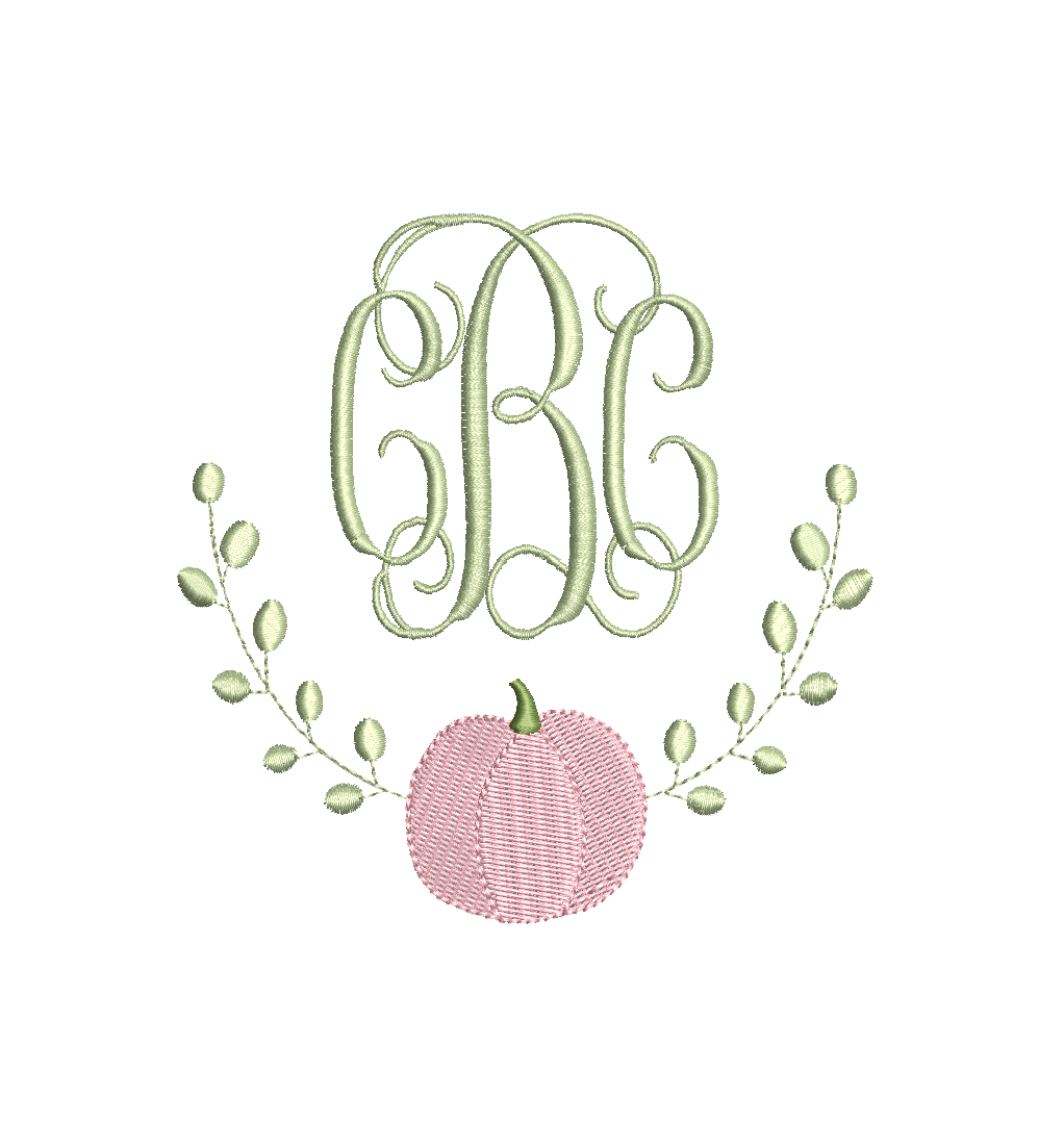 Pumpkin & Fig Ivy Monogram Frame, Embroidery Design, PES++ Digital Download, 4 Sizes