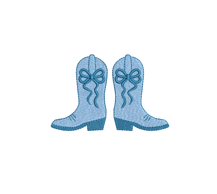 Cowgirl Boot & Bow Fill Stitch, Machine Embroidery Design, 4 Sizes, PES DST JEF Incl Digital Instant Download