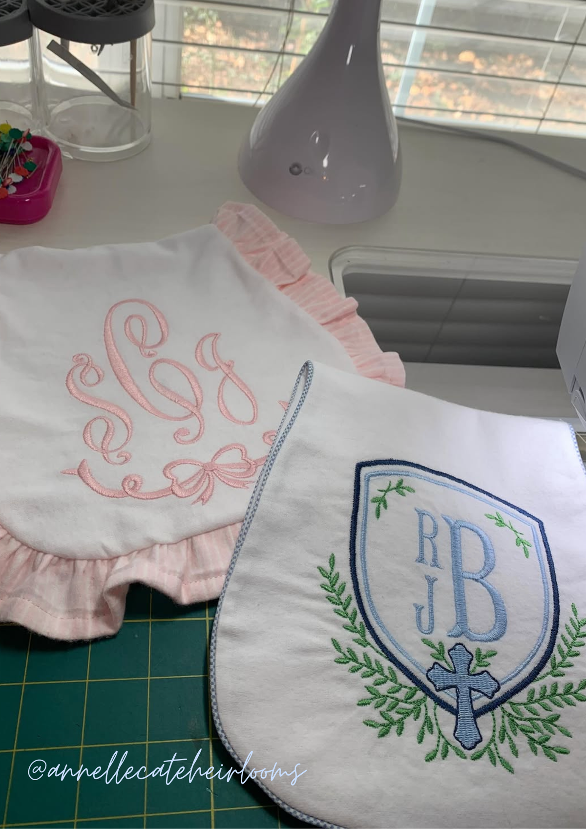 Heirloom Christian Cross Crest & Greenery Monogram Frame, Machine Embroidery Design, 7 Sizes, PES DST+++ Incl Digital Instant Download