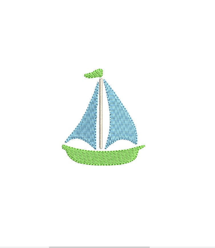 Sailboat Machine Embroidery Design 4 Sizes  Instant Digital Download
