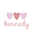 Heart Trio Sketch Classic Machine Embroidery Design Three Color Quick Stitch PES DST JEF Digital Download
