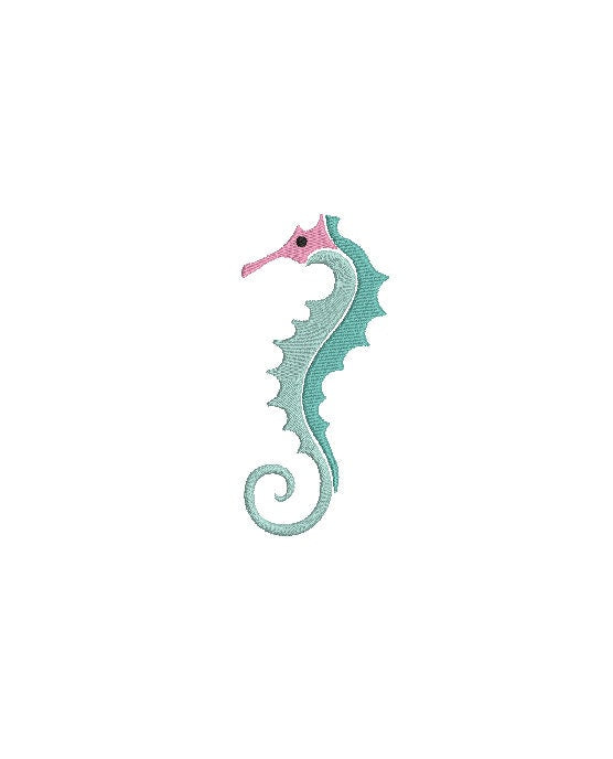 Seahorse Tri-Color 5 Sizes Digital Machine Embroidery Design