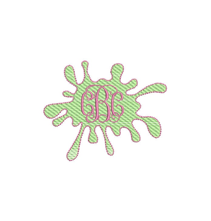 Paint Splatter Monogram Name Frame Embroidery Design Machine Embroidery Design PES DST JEF++ included in Digital Download