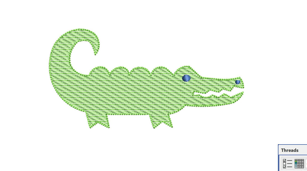 Alligator Sketch Style 5 Sizes Beanstitch Outline Machine Embroidery Design PES DST JEF Incl In Instant Digital Download