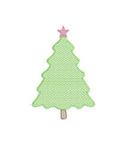 Sketch Christmas Tree with Star Motif Monogram  Frame 4 Sizes Classic Preppy Machine Embroidery Design PES DST JEF Digital Download