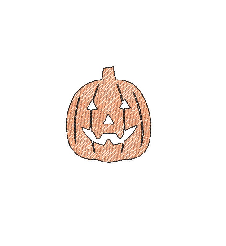 Vintage Halloween Pumpkin Jack O Lantern Embroidery Machine Design Sketch Style 5 Sizes PES DST JEF included in Digital Download
