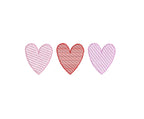 Heart Trio Sketch Classic Machine Embroidery Design Three Color Quick Stitch PES DST JEF Digital Download