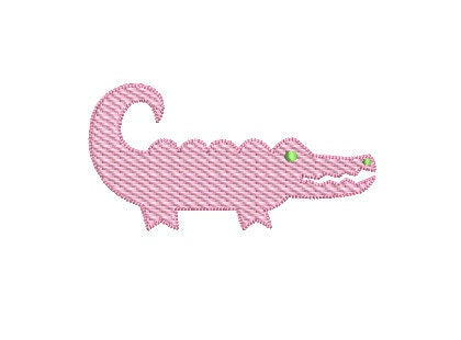 Alligator Sketch Style 5 Sizes Beanstitch Outline Machine Embroidery Design PES DST JEF Incl In Instant Digital Download