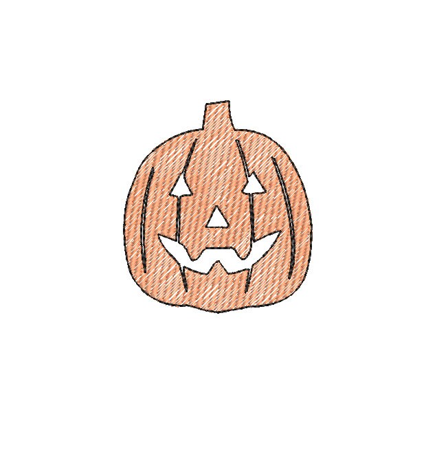 Vintage Halloween Pumpkin Jack O Lantern Embroidery Machine Design Sketch Style 5 Sizes PES DST JEF included in Digital Download