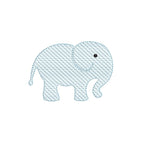 Baby Elephant Sketch Design 3 Sizes Classic Preppy Machine Embroidery Design PES DST JEF Digital Download