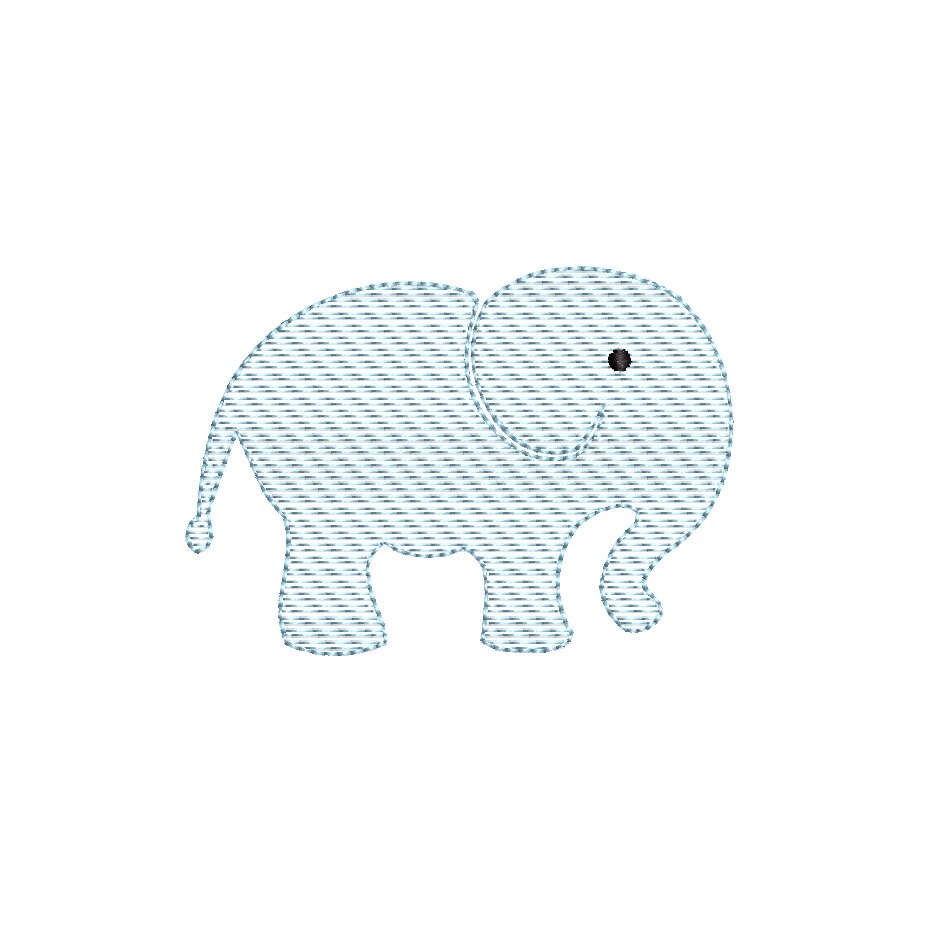 Baby Elephant Sketch Design 3 Sizes Classic Preppy Machine Embroidery Design PES DST JEF Digital Download