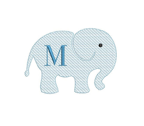 Baby Elephant Sketch Design 3 Sizes Classic Preppy Machine Embroidery Design PES DST JEF Digital Download