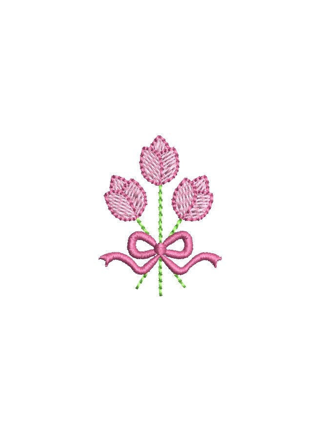 Mini-Tulip & Bow Bouquet Machine Embroidery Design PES JEF DST++ Included In Digital Download