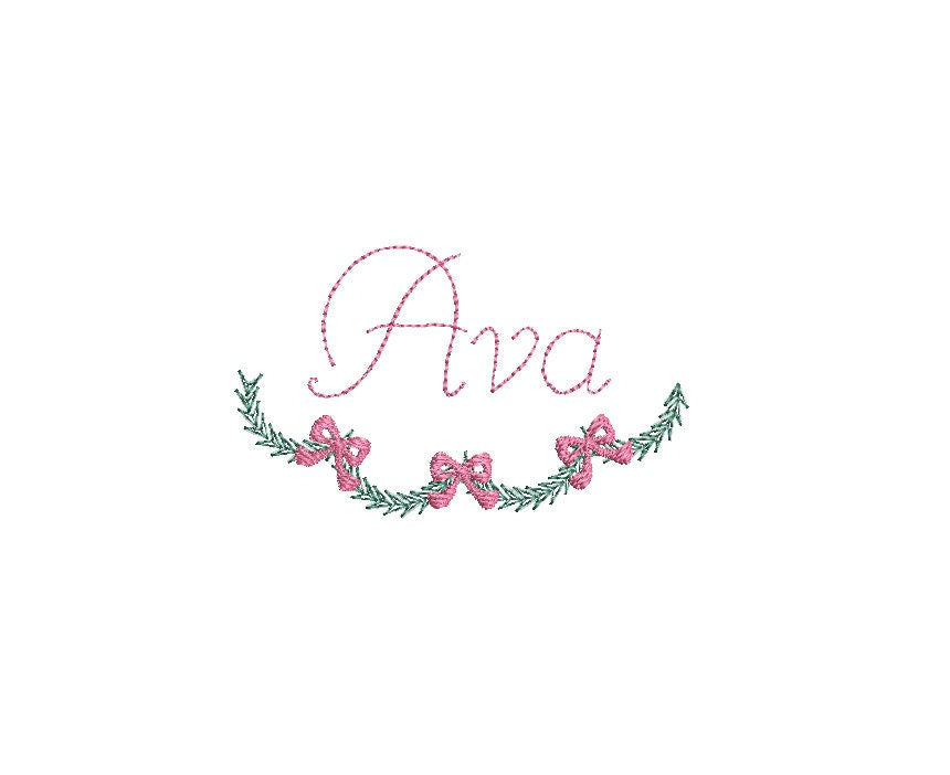 Draped Christmas Garland with Bows Frame 4 Sizes Classic Preppy Machine Embroidery Design PES DST JEF Included In Digital Instant Download