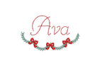 Draped Christmas Garland with Bows Frame 4 Sizes Classic Preppy Machine Embroidery Design PES DST JEF Included In Digital Instant Download