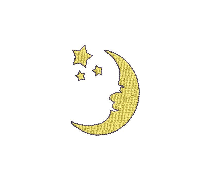 Man In The Moon 6 Sizes Classic Preppy Baby Boy Baby Girl Machine Embroidery Design PES DST JEF Included In Digital Instant Download
