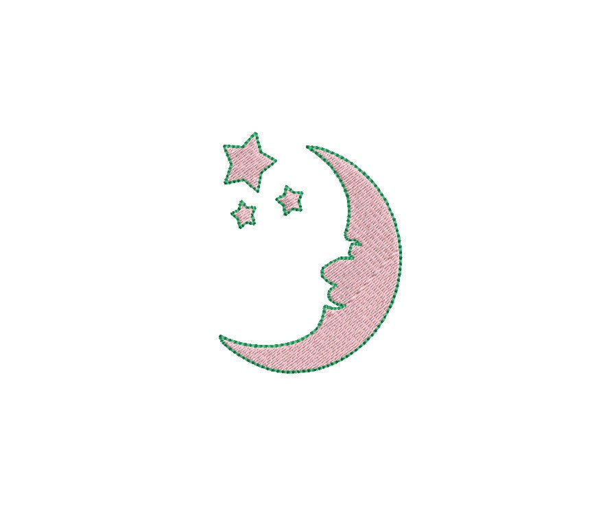 Man In The Moon 6 Sizes Classic Preppy Baby Boy Baby Girl Machine Embroidery Design PES DST JEF Included In Digital Instant Download