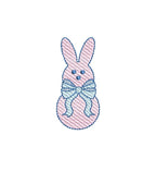 Easter Bunny Rabbit with Large Girly Bow Sketch Style 5 Sizes Machine Embroidery Design PES DST JEF Inc In Digital Instant Download