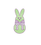 Easter Bunny Rabbit with Large Girly Bow Sketch Style 5 Sizes Machine Embroidery Design PES DST JEF Inc In Digital Instant Download