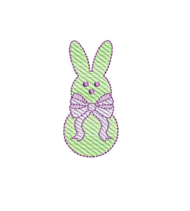Easter Bunny Rabbit with Large Girly Bow Sketch Style 5 Sizes Machine Embroidery Design PES DST JEF Inc In Digital Instant Download