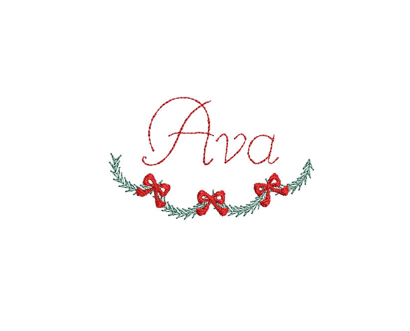 Draped Christmas Garland with Bows Frame 4 Sizes Classic Preppy Machine Embroidery Design PES DST JEF Included In Digital Instant Download