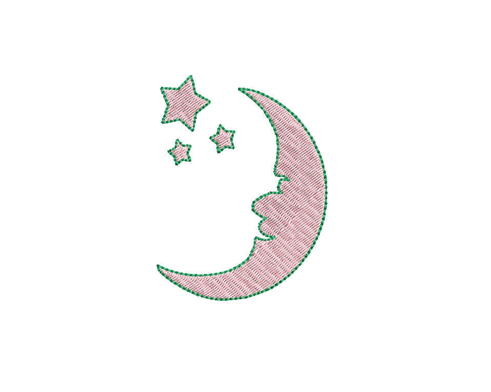 Man In The Moon 6 Sizes Classic Preppy Baby Boy Baby Girl Machine Embroidery Design PES DST JEF Included In Digital Instant Download