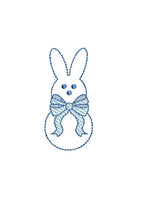 Easter Bunny Rabbit with Large Girly Bow Sketch Style 5 Sizes Machine Embroidery Design PES DST JEF Inc In Digital Instant Download