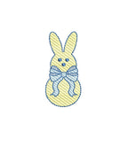 Easter Bunny Rabbit with Large Girly Bow Sketch Style 5 Sizes Machine Embroidery Design PES DST JEF Inc In Digital Instant Download