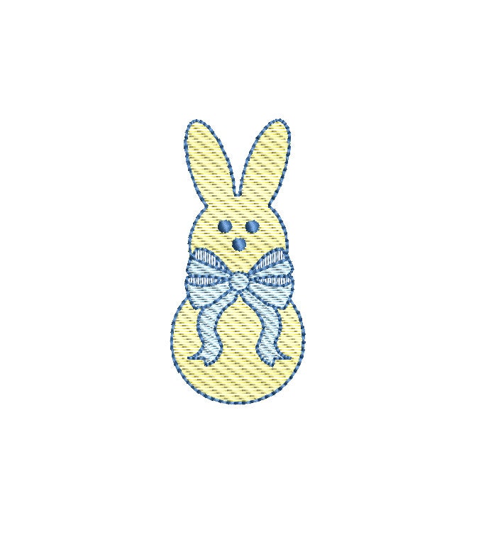 Easter Bunny Rabbit with Large Girly Bow Sketch Style 5 Sizes Machine Embroidery Design PES DST JEF Inc In Digital Instant Download
