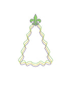 Christmas Tree NOLA Mardi Gras Style Monogram Squiggle Frame 3 Sizes Classic Machine Embroidery Design PES DST JEF Included