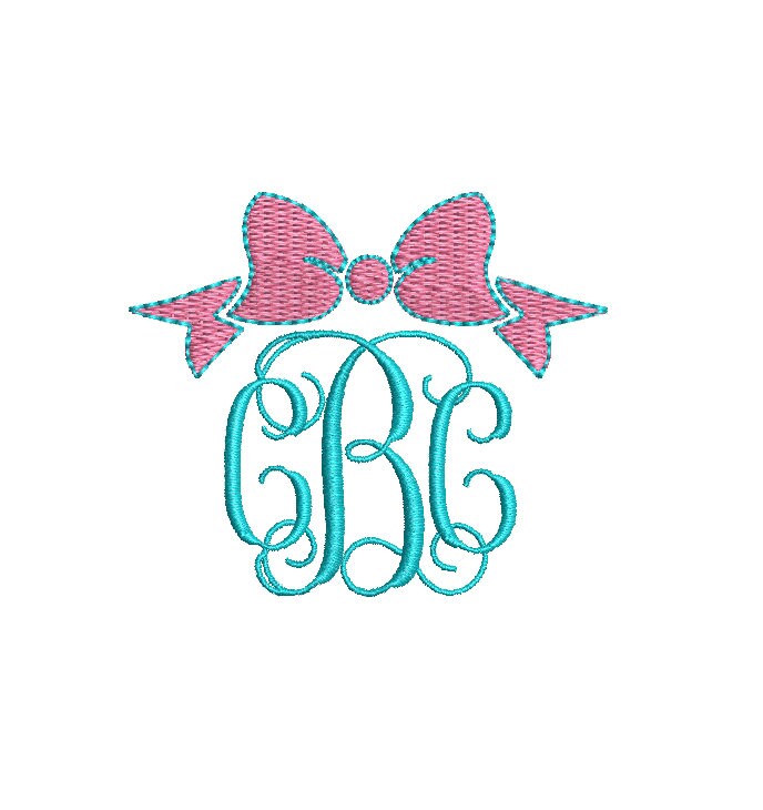 Bow Monogram Topper Frame Embroidery Design, PES DST JEF++, Digital Download