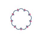 Scalloped with Hearts Monogram  Frame Machine Embroidery Design 3 Sizes Classic Preppy