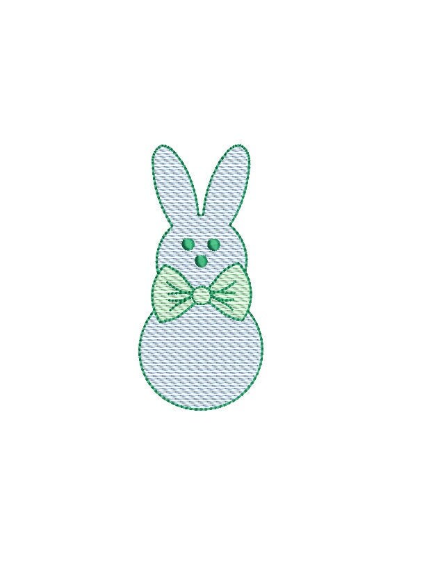 Easter Bunny Rabbit Boy Peep Style with Large Bow Tie Sketch Style 5 Sizes Machine Embroidery Design PES DST JEF Digital Instant Download