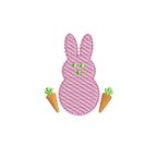Easter Bunny Sketch Style with Mini-Carrots 5 Sizes Machine Embroidery Design PES DST JEF Incl Digital Instant Download
