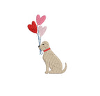 Dog & Boho Heart Balloons FILL Machine Embroidery Design  Fill Stitch 3 Sizes Digital Instant Download