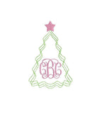 Christmas Tree Monogram Squiggle Frame Embroidery Design (PES DST JEF++) Digital Download
