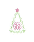Christmas Tree Monogram Squiggle Frame Embroidery Design (PES DST JEF++) Digital Download