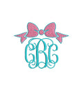 Bow Monogram Topper Frame Embroidery Design, PES DST JEF++, Digital Download