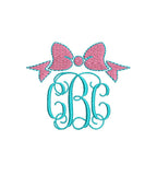 Bow Monogram Topper Frame Embroidery Design, PES DST JEF++, Digital Download