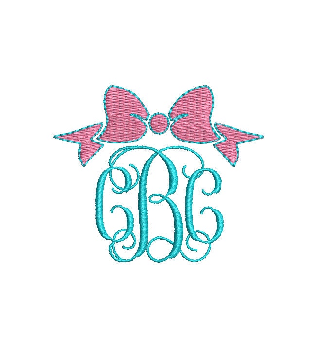 Bow Monogram Topper Frame Embroidery Design, PES DST JEF++, Digital Download