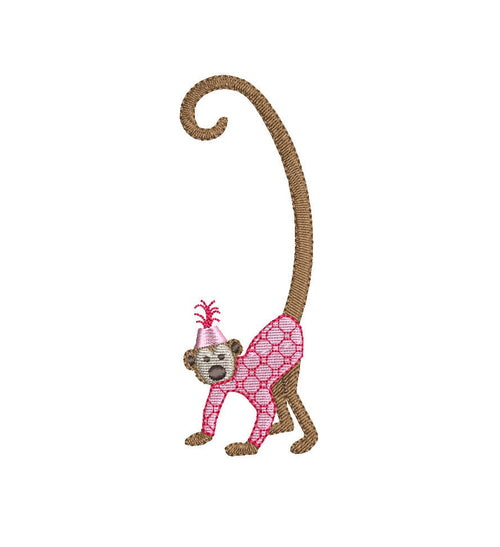 Chinoiserie Monkey Chic Machine Embroidery Design, 2 Sizes, PES DST JEF Incl Digital Instant Download