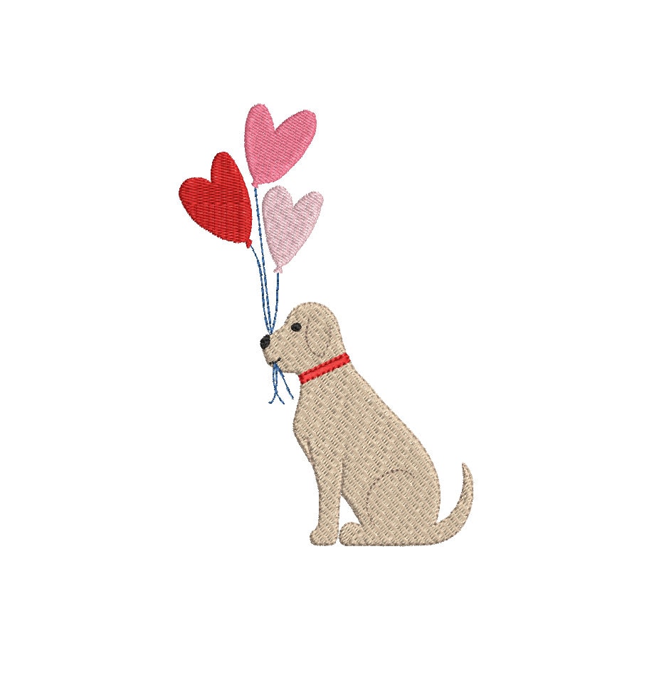 Dog & Boho Heart Balloons FILL Machine Embroidery Design  Fill Stitch 3 Sizes Digital Instant Download