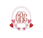 Monogram Frame Boho Heart Balloons Machine Embroidery Design 3 Sizes Classic Preppy