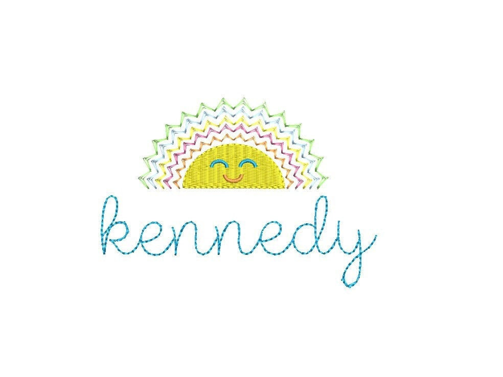Sun & Fringed Rainbow Rays Sketch and Fill Machine Embroidery Designs 4 Sizes PES DST JEF Incl Digital Instant Download
