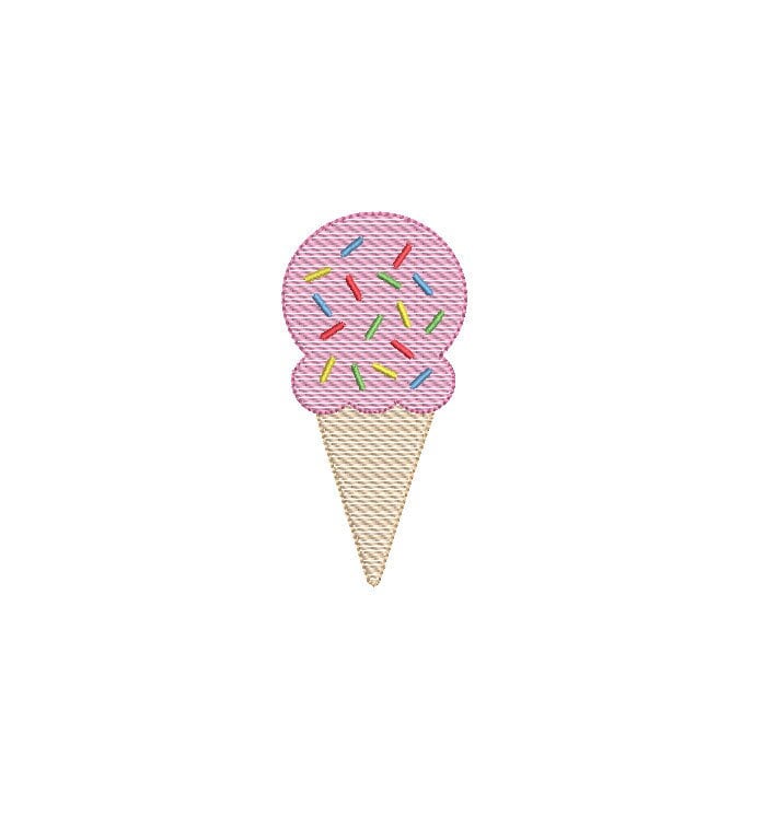 Ice Cream Cone Sprinkles Sketch Style, Machine Embroidery Design, 4 Sizes, PES DST JEF Incl Digital Instant Download