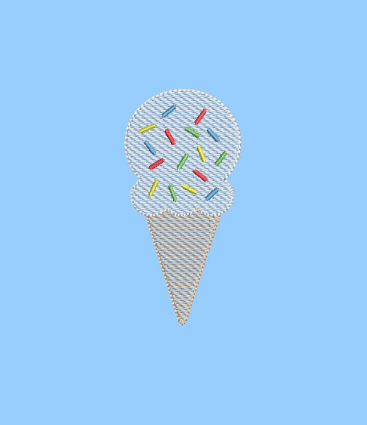 Ice Cream Cone Sprinkles Sketch Style, Machine Embroidery Design, 4 Sizes, PES DST JEF Incl Digital Instant Download
